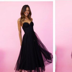 Tulle Midi Dress Black Size 0
